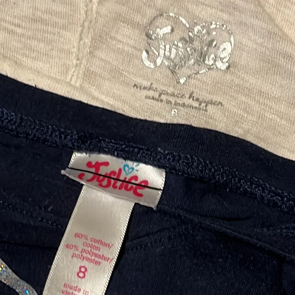 Lot of 2 Justice 3/4 sleeve tops, size 8.